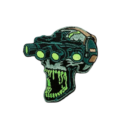 Tactical Zombie Skull 'Night Vision Goggles' Embroidered Velcro Patch