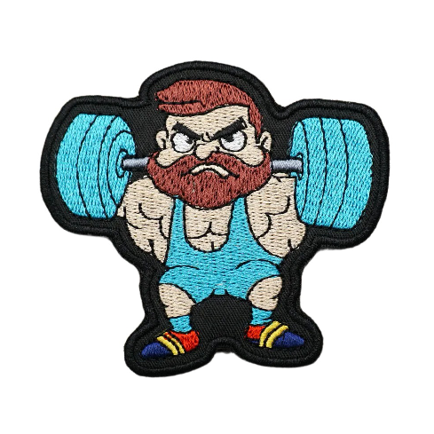 Bodybuilder 'Lifting Barbell' Embroidered Velcro Patch