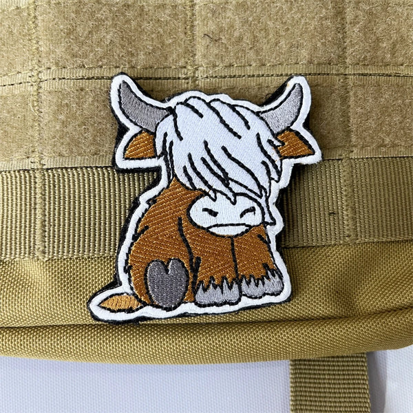 Cute 'Highland Cow' Embroidered Velcro Patch