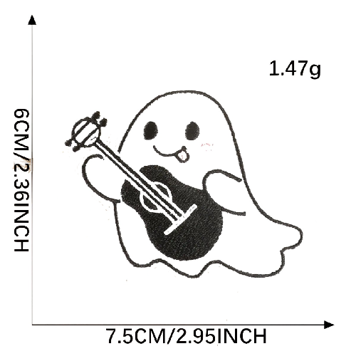 Cute 'Lovely Ghost | Guitar' Embroidered Patch