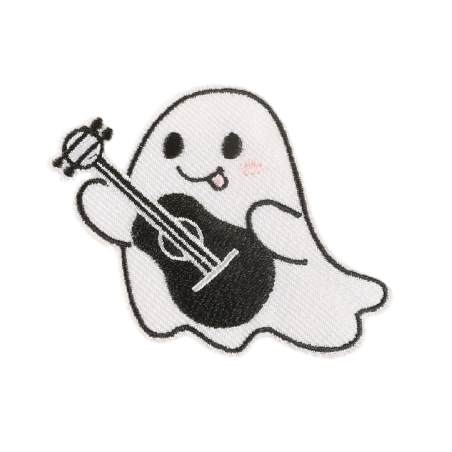 Cute 'Lovely Ghost | Guitar' Embroidered Patch