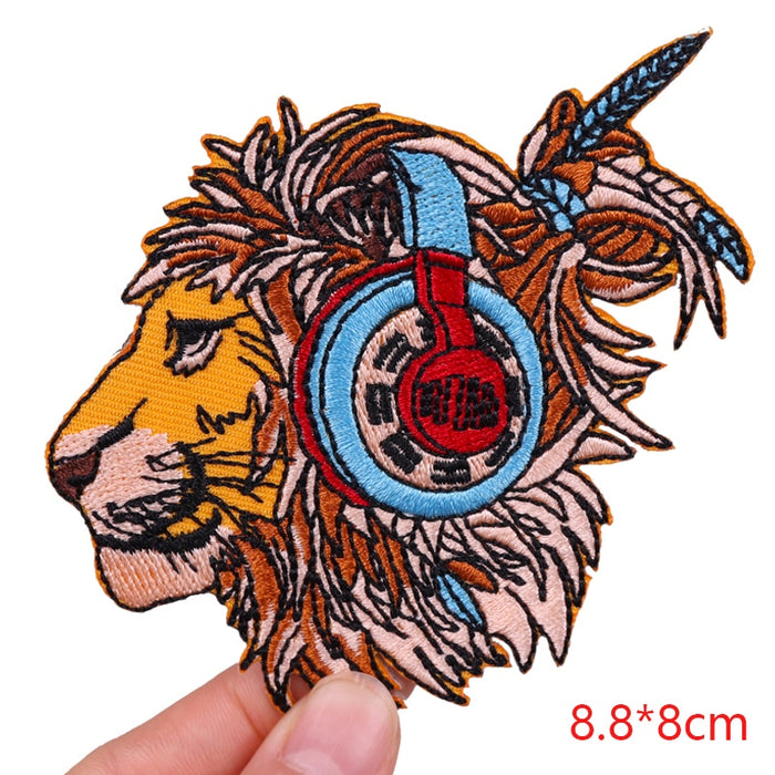 Tiger Head 'Headphones' Embroidered Patch