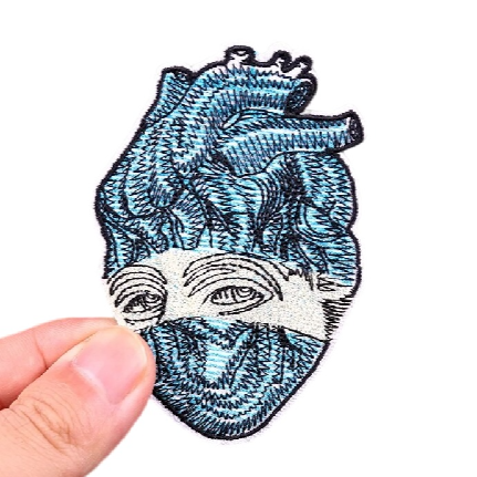 Anatomical Human Heart 'Eyes' Embroidered Patch