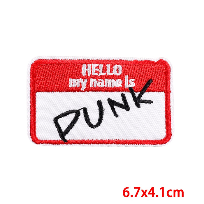 Name Tag 'Hello My Name Is Punk' Embroidered Patch