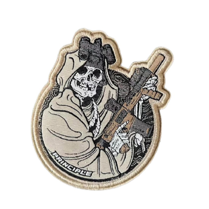Tactical Skull 'Holding Gun' Embroidered Velcro Patch