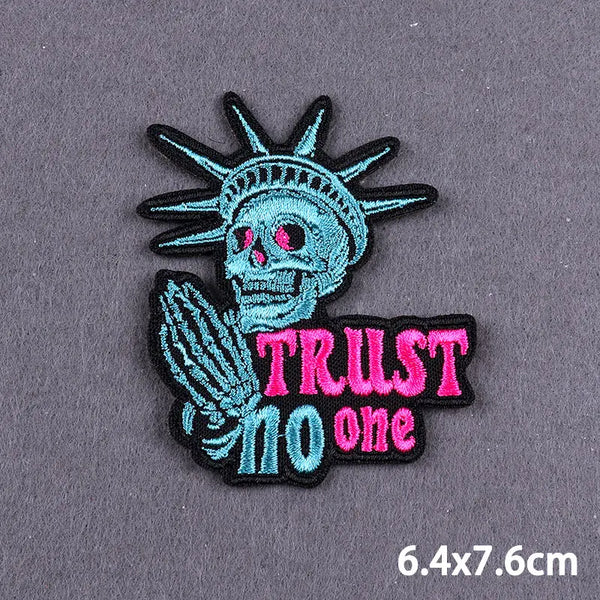 Liberty Skull 'Trust No One' Embroidered Patch