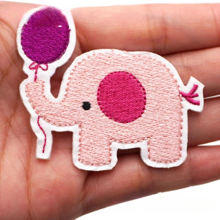 Cute Elephant 'Purple Balloon' Embroidered Patch