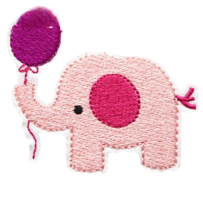 Cute Elephant 'Purple Balloon' Embroidered Patch