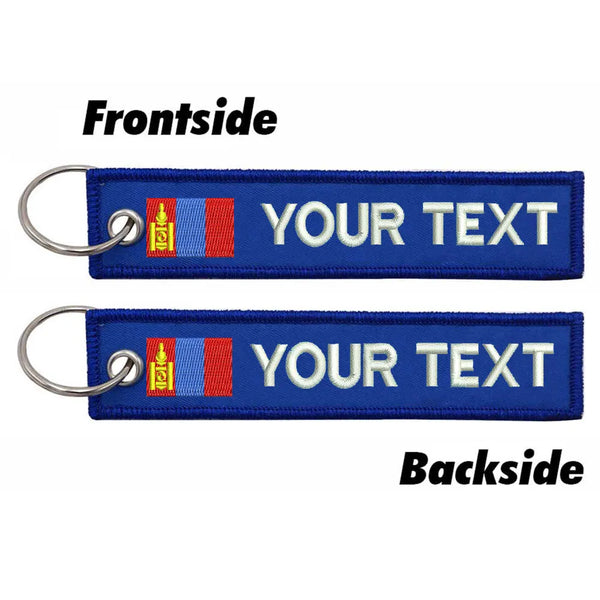 Personalized Keychain 'Mongolia Flag' Embroidered Velcro Patch