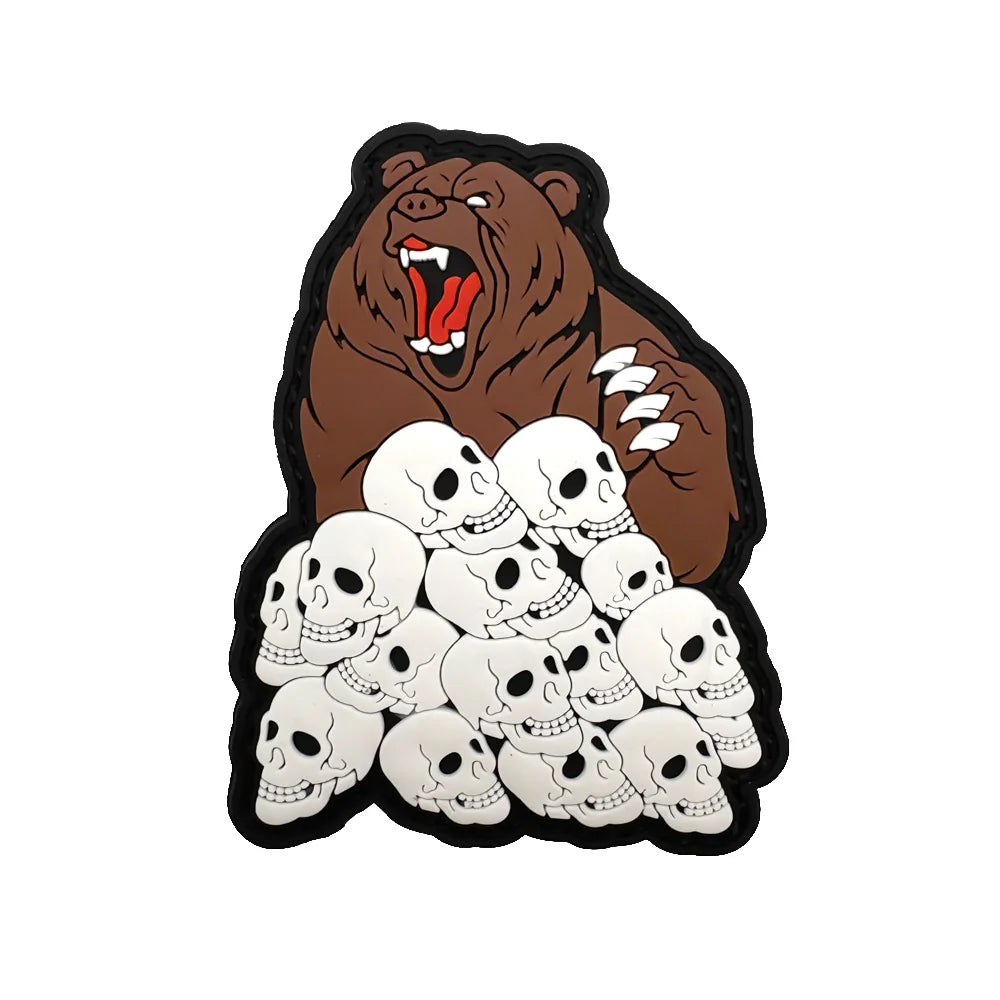 Brown Bear 'Pile of Skulls' PVC Rubber Velcro Patch