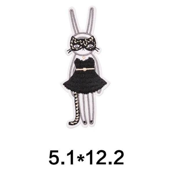 Cute Fifi Lapin Rabbit 'Black Dress and Cat Mask' Embroidered Patch