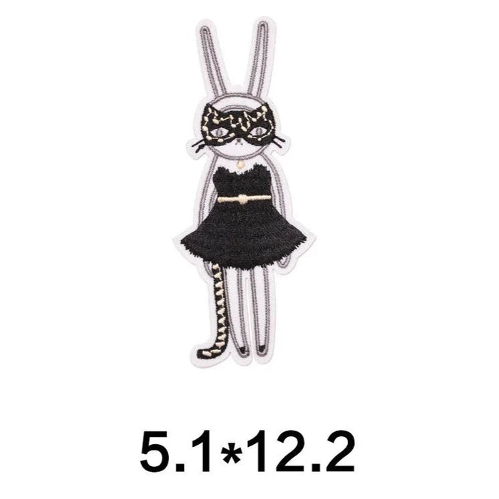 Cute Fifi Lapin Rabbit 'Black Dress and Cat Mask' Embroidered Patch