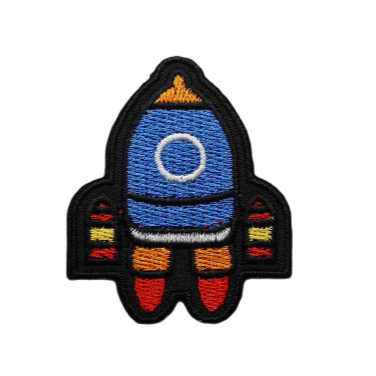 Rocket Ship 'Two Exhaust' Embroidered Velcro Patch