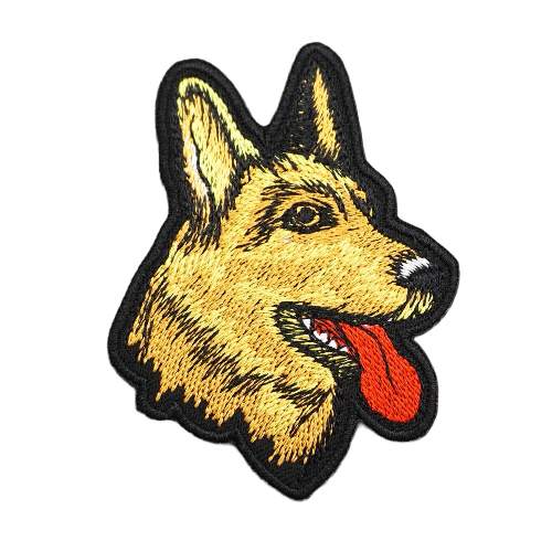 German Shepherd Head 'Tongue Out' Embroidered Velcro Patch