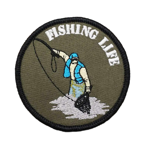 Fishing Life 'Round' Embroidered Velcro Patch