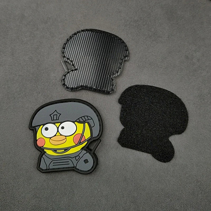 Cute 'Chicken Soldier' PVC Rubber Velcro Patch