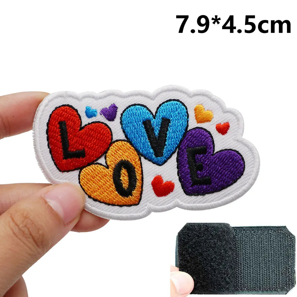 Cute 'Love Heart' Embroidered Velcro Patch