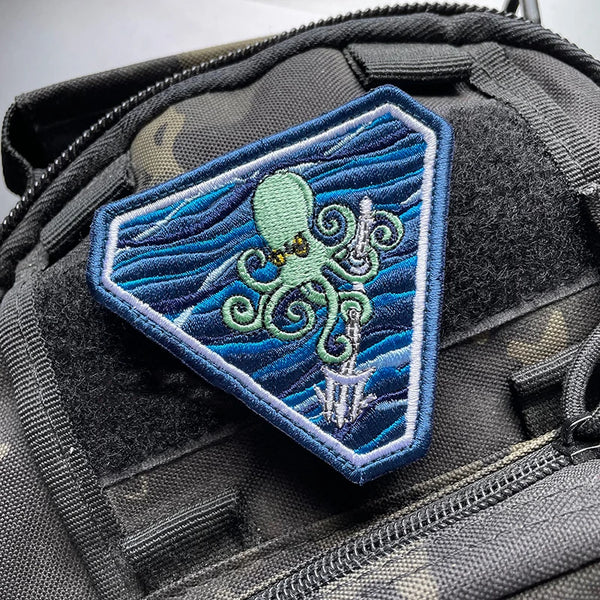 Octopus 'Trident Kraken' Embroidered Velcro Patch