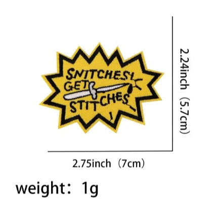 Knife 'Snitches Get Stitches' Embroidered Patch