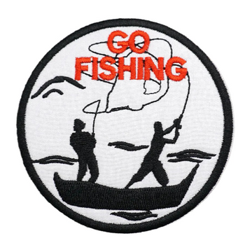 Fishermen 'Go Fishing | Round' Embroidered Velcro Patch