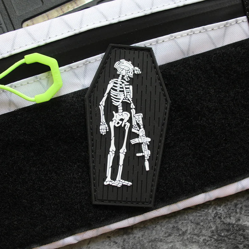 Skeleton Unit Patch Skeleton Soldier 'Tactical Gun' PVC Rubber Velcro Patch