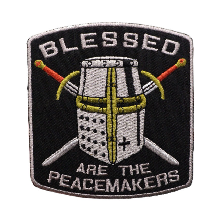 Knight Helmet 'Blessed Are The Peacemakers' Embroidered Patch