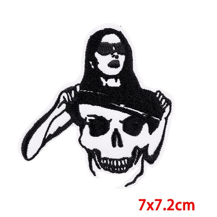 Skull 'Girl Taking Off Shirt' Embroidered Patch