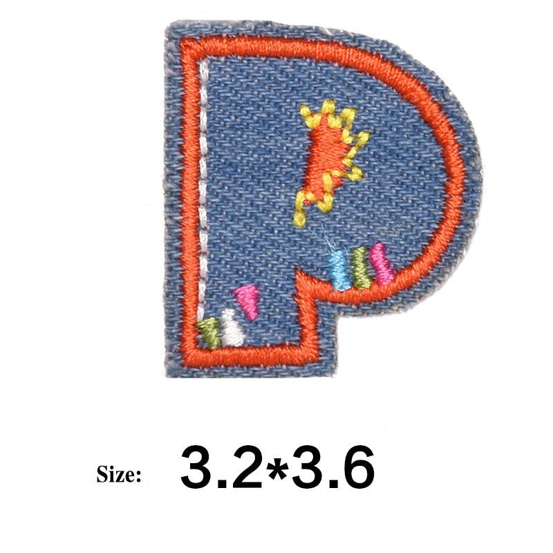 Letter P 'Denim Letter' Embroidered Patch