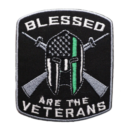 Spartan Flag Helmet 'Blessed Are The Veterans' Embroidered Velcro Patch