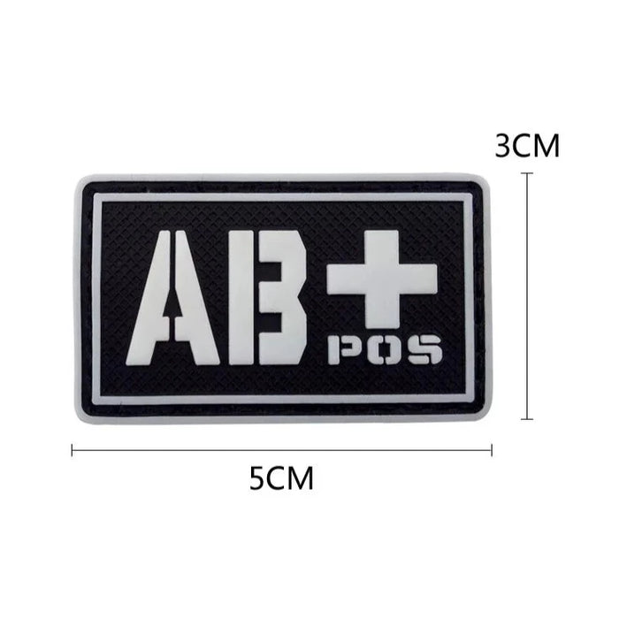 Blood Type 'AB Positive | Black and White' PVC Rubber Velcro Patch