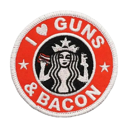 Military Tactical 'I Love Guns and Bacon' Embroidered Patch