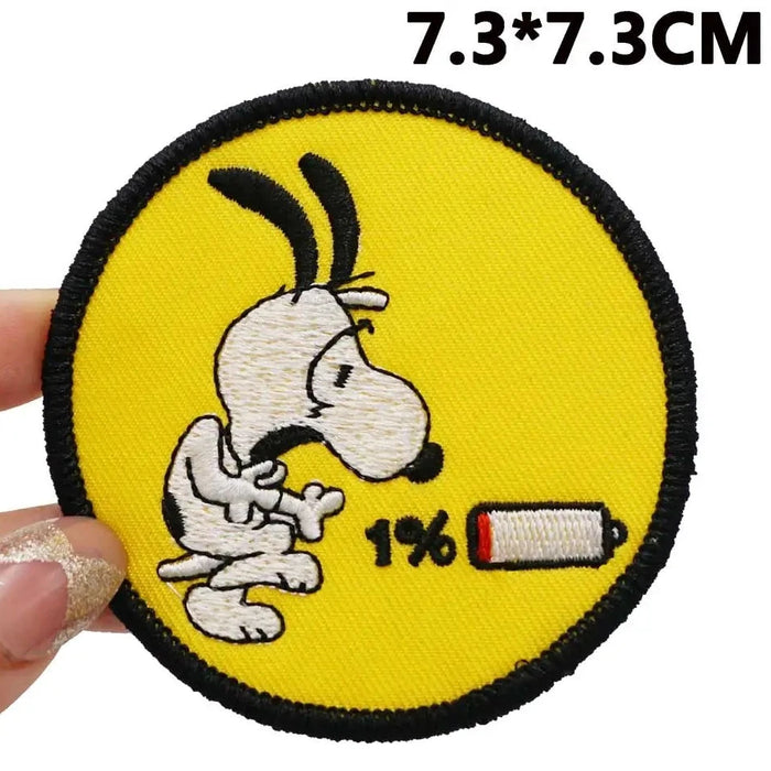 Snoopy '1% Battery | Round' Embroidered Patch