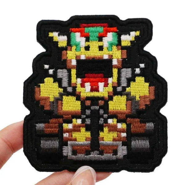 Mushroom Kingdom Bros. Pixel 'Bowser | Riding Kart' Embroidered Velcro Patch