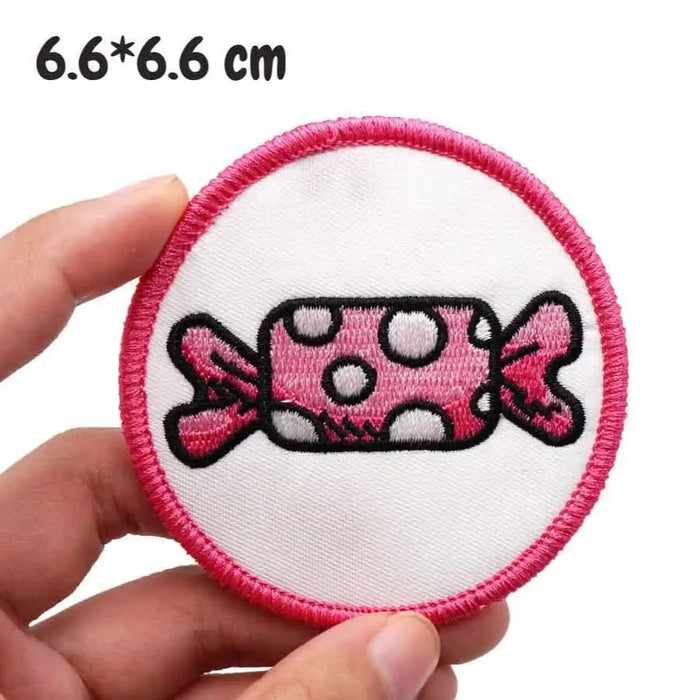 Cute 'Pink Candy Bar | Round' Embroidered Patch