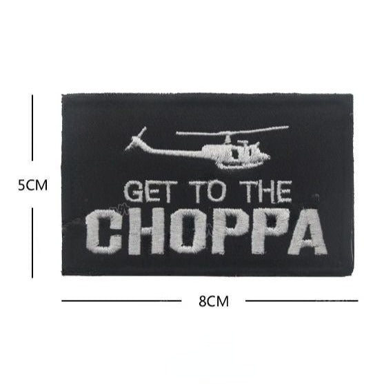 Helicopter 'Get To The Choppa' Embroidered Velcro Patch