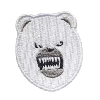 White Bear Head 'Angry' Embroidered Velcro Patch