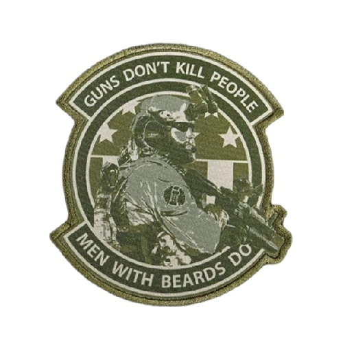 Military Tactical 'Guns Don't Kill People Men with Beards Do' Embroidered Velcro Patch