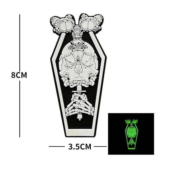 Skull 'Tactical Headgear and Knife | Luminous' PVC Rubber Velcro Patch