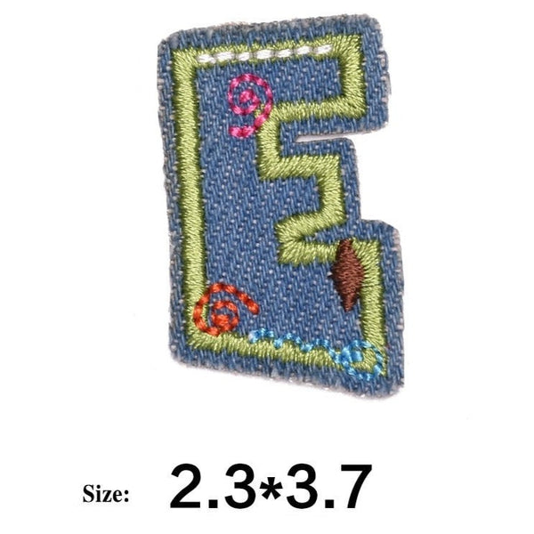 Letter E 'Denim Letter' Embroidered Patch