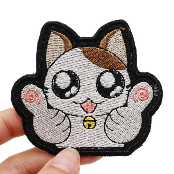 Cute Cat 'Two Thumbs Up' Embroidered Velcro Patch