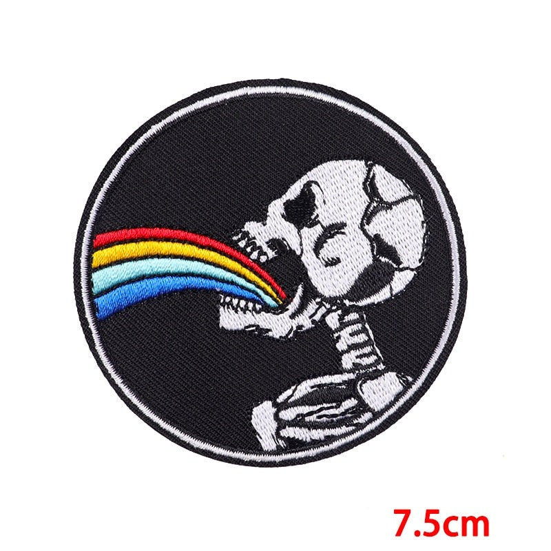 Skull 'Puking Rainbow' Embroidered Patch