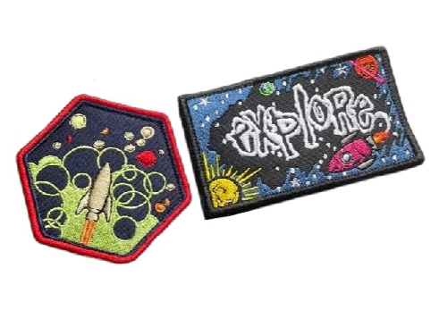 Travel 'Explore and Rocket Ship | Set of 2' Embroidered Velcro Patch