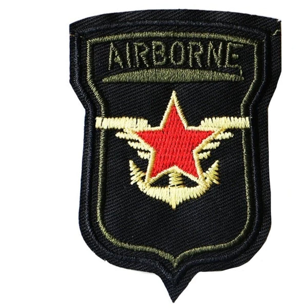 Military Tactical 3" 'Airborne | Red Star' Embroidered Patch Set