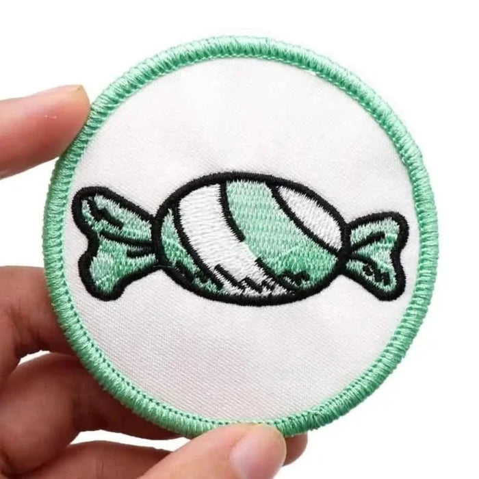 Cute 'Mint Candy | Round' Embroidered Velcro Patch