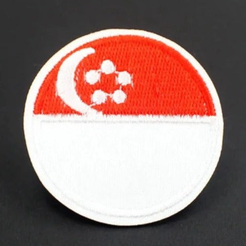 Small Round Flag 'Singapore' Embroidered Patch