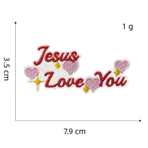 Hearts 'Jesus Love You' Embroidered Patch