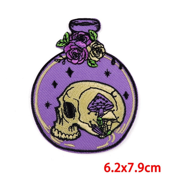 Skull 'Purple Bottle Potion' Embroidered Patch