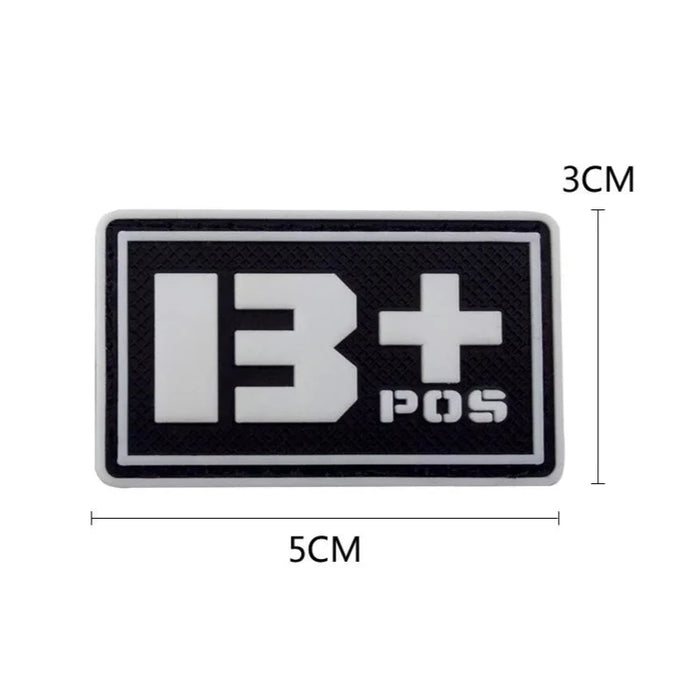 Blood Type 'B Positive | Black and White' PVC Rubber Velcro Patch