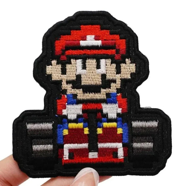 Mushroom Kingdom Bros. Pixel 'Mario | Riding Kart' Embroidered Velcro Patch