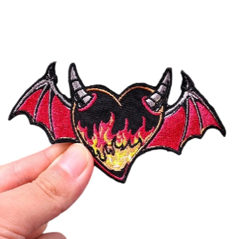 Halloween 'Devil Heart | Flaming' Embroidered Patch